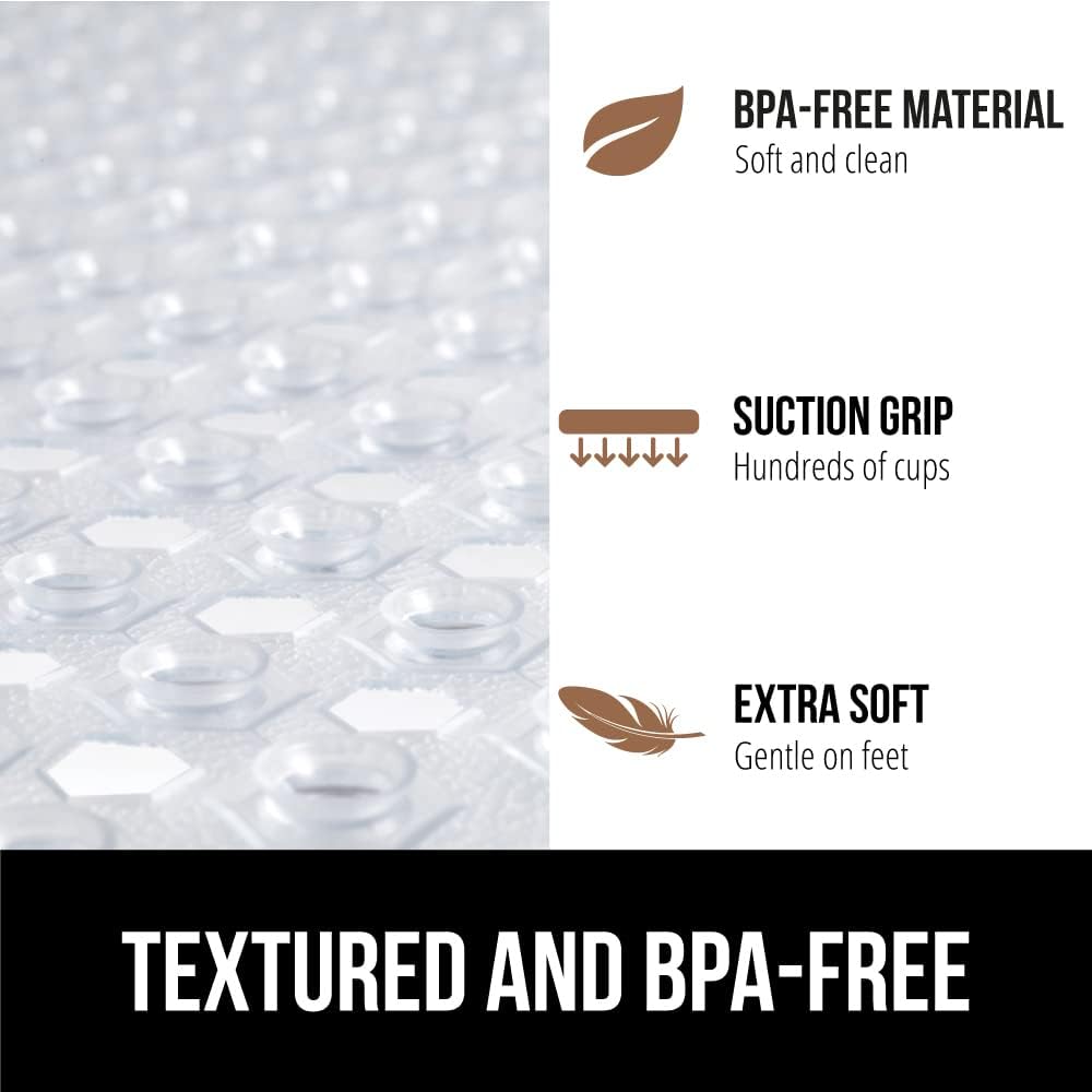 GORILLA GRIP Patented Square Shower Stall Mat, Small Bathtub Floor Mats for Stand Up Showers with Suction Cups and Drainage Holes, Machine Wash, Soft on Feet, Bathroom Accessories 21x21 Inch, Clear - Image 6