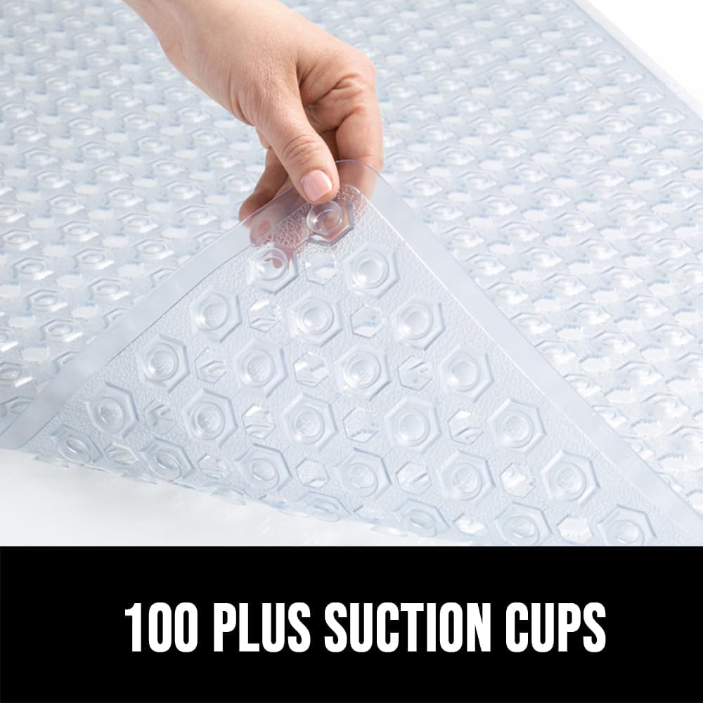 GORILLA GRIP Patented Square Shower Stall Mat, Small Bathtub Floor Mats for Stand Up Showers with Suction Cups and Drainage Holes, Machine Wash, Soft on Feet, Bathroom Accessories 21x21 Inch, Clear - Image 7