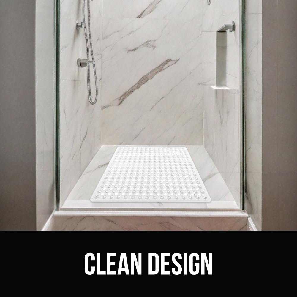 GORILLA GRIP Patented Square Shower Stall Mat, Small Bathtub Floor Mats for Stand Up Showers with Suction Cups and Drainage Holes, Machine Wash, Soft on Feet, Bathroom Accessories 21x21 Inch, Clear - Image 8