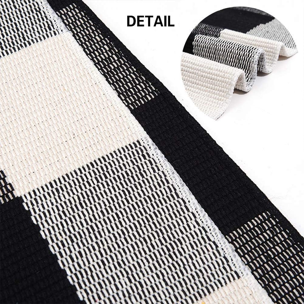 MUBIN Cotton Buffalo Plaid Rug 27.5 x 43 Inches Black and White Check Rugs Hand-Woven Indoor or Outdoor Rugs for Layered Door Mats Washable Carpet for Front Porch, Kitchen, Farmhouse, Entryway - Image 4