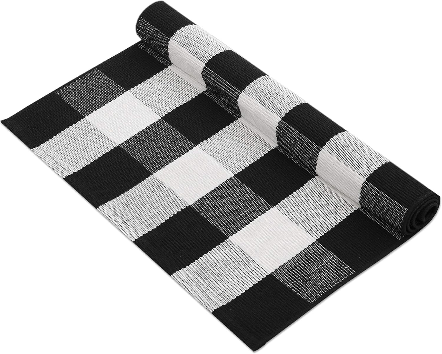 MUBIN Cotton Buffalo Plaid Rug 27.5 x 43 Inches Black and White Check Rugs Hand-Woven Indoor or Outdoor Rugs for Layered Door Mats Washable Carpet for Front Porch, Kitchen, Farmhouse, Entryway - Image 8