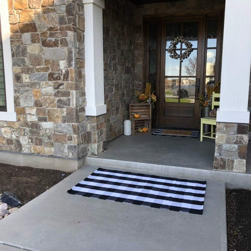 MUBIN Cotton Buffalo Plaid Rug 27.5 x 43 Inches Black and White Check Rugs Hand-Woven Indoor or Outdoor Rugs for Layered Door Mats Washable Carpet for Front Porch, Kitchen, Farmhouse, Entryway - Image 9