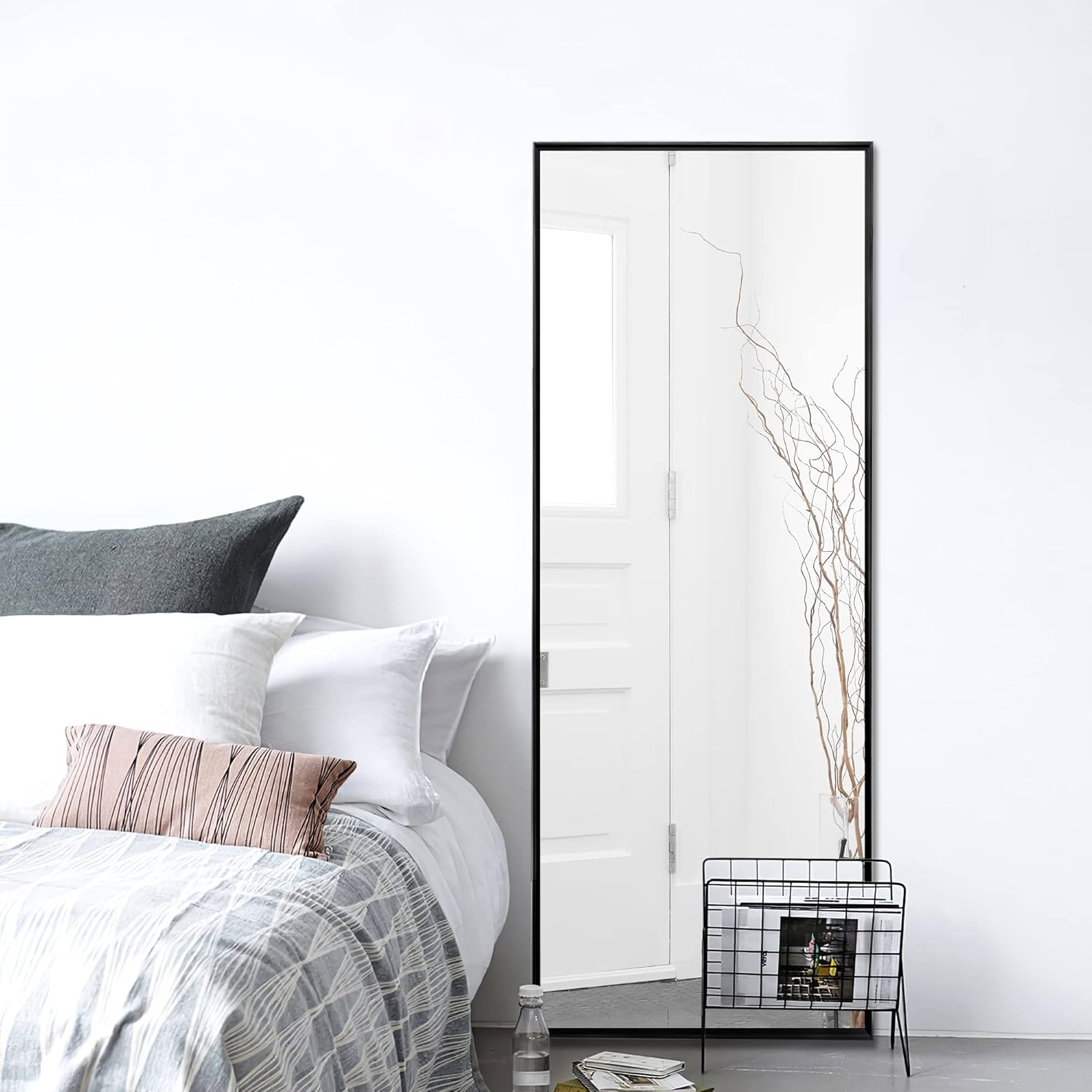 NeuType 59'x16' Full Length Wall Mirror, Black, Aluminum Alloy Frame, Explosion-Proof Glass, Modern, Wall Mount - Image 3