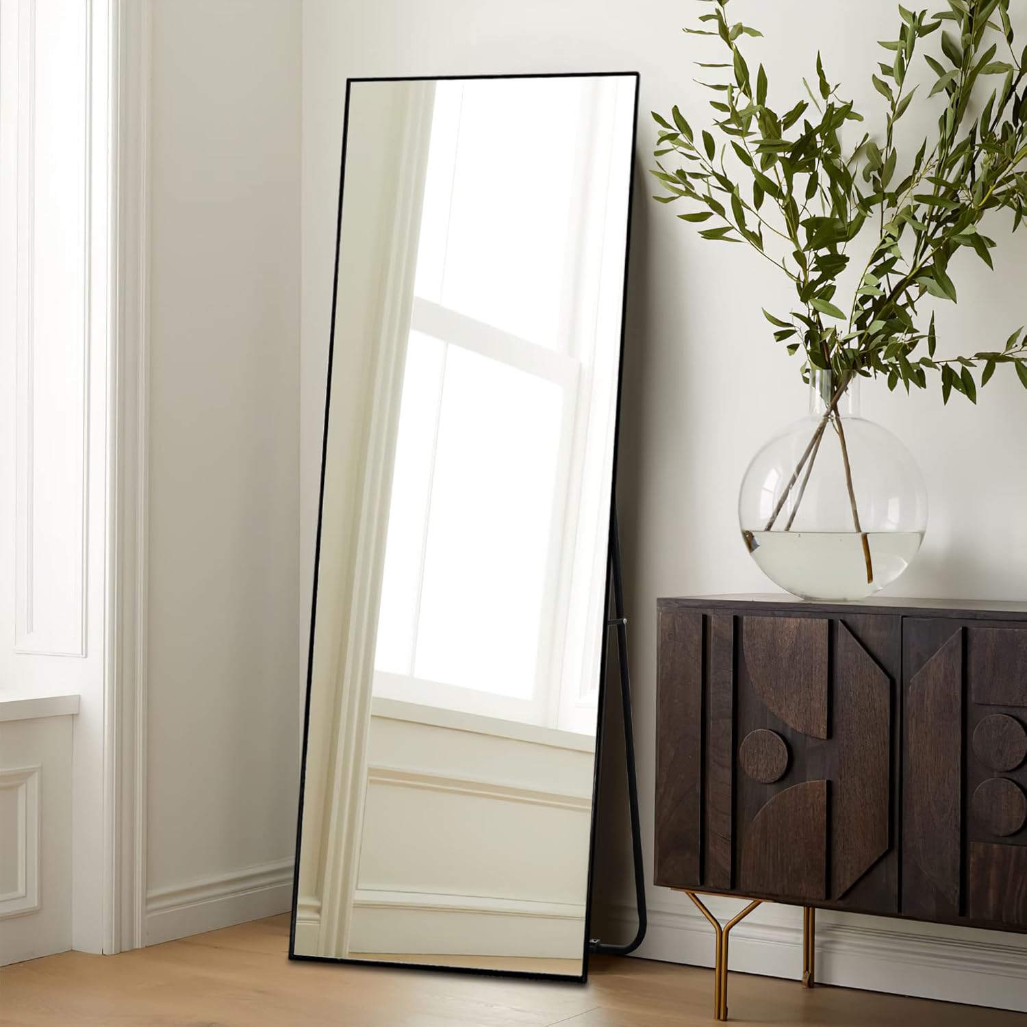 NeuType 59'x16' Full Length Wall Mirror, Black, Aluminum Alloy Frame, Explosion-Proof Glass, Modern, Wall Mount - Image 4
