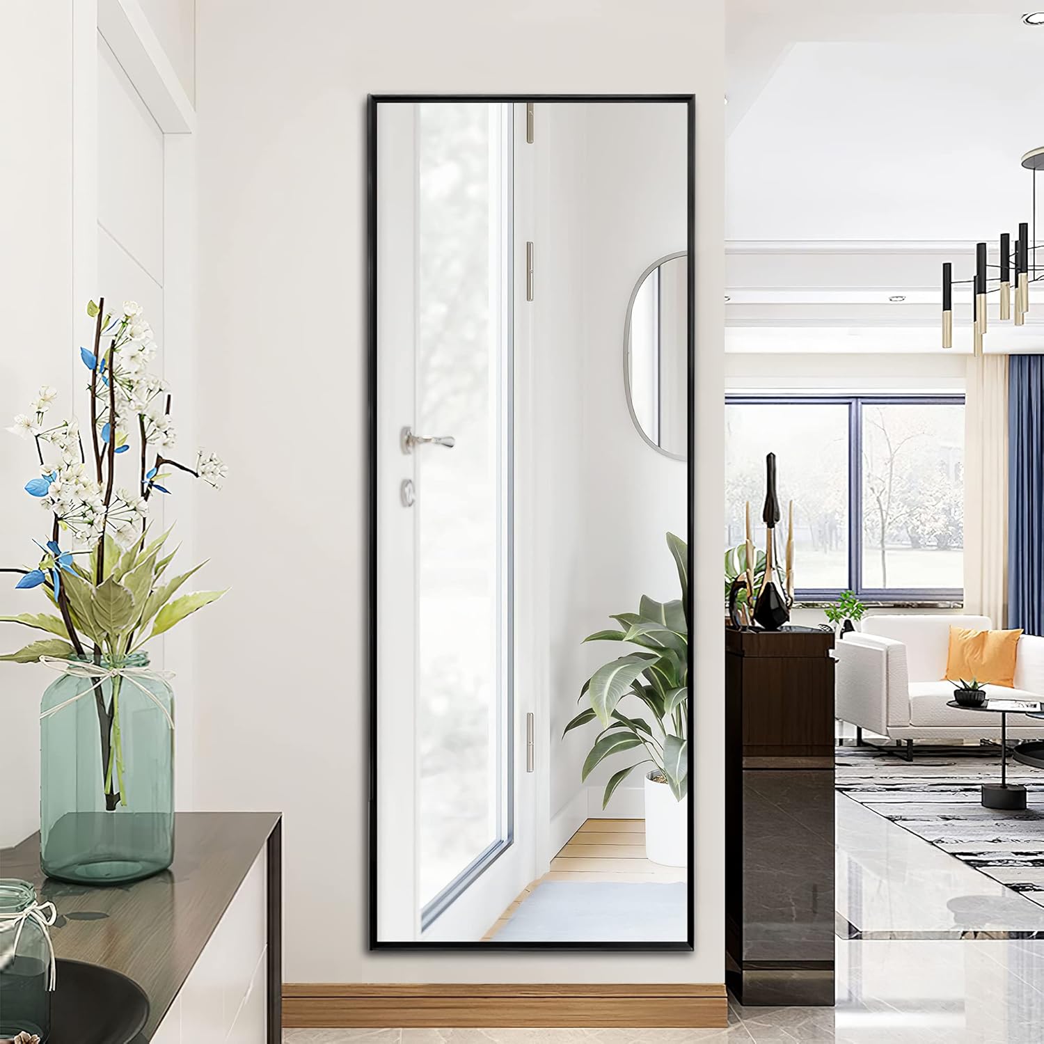 NeuType 59'x16' Full Length Wall Mirror, Black, Aluminum Alloy Frame, Explosion-Proof Glass, Modern, Wall Mount - Image 5